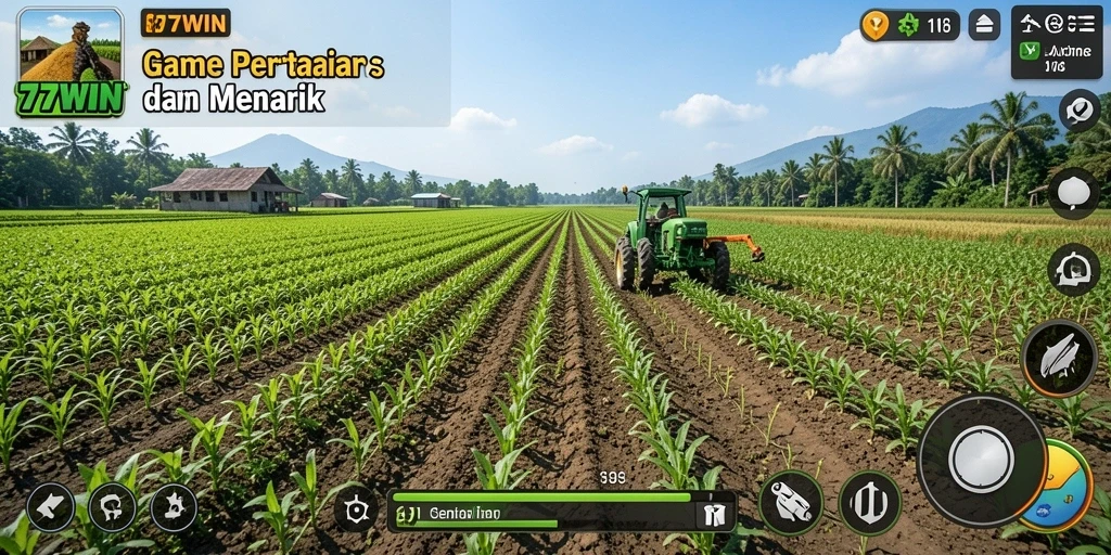 Tangkapan layar gameplay 77WIN yang menampilkan kebun yang indah.