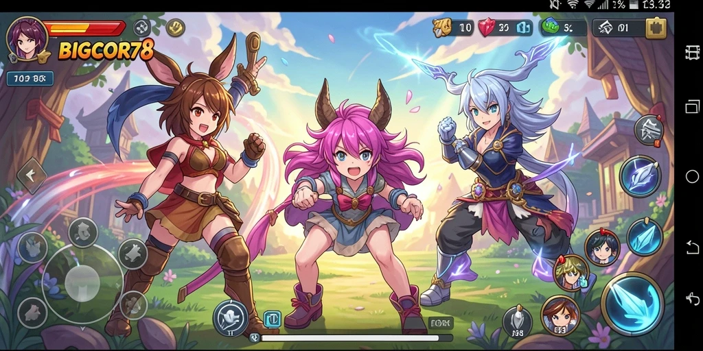 Tangkapan layar utama BIGCOR78 menampilkan aksi seru dalam dunia anime.