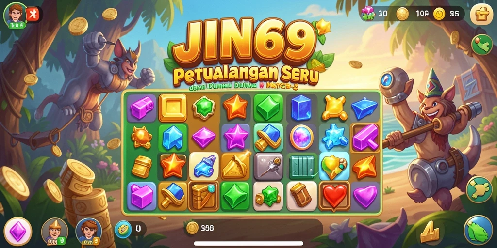 Tampilan gameplay menarik dengan warna-warna cerah pada JIN69.
