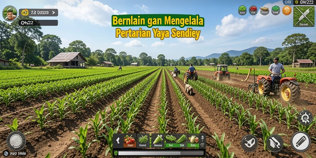 Gameplay menarik dari game Farming OH222 yang menunjukkan pertanian aktif.