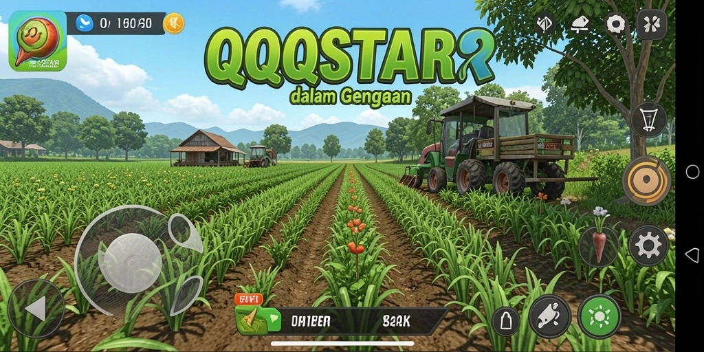 Screenshot QQSTAR menampilkan gameplay seru bercocok tanam.
