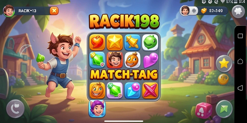 Tampilan gameplay menarik dari RACIK198 dalam genre Match-3.