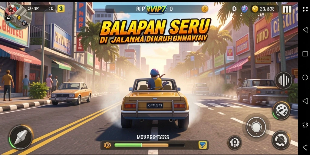 Tampilan gameplay balapan yang memukau dan mendebarkan.