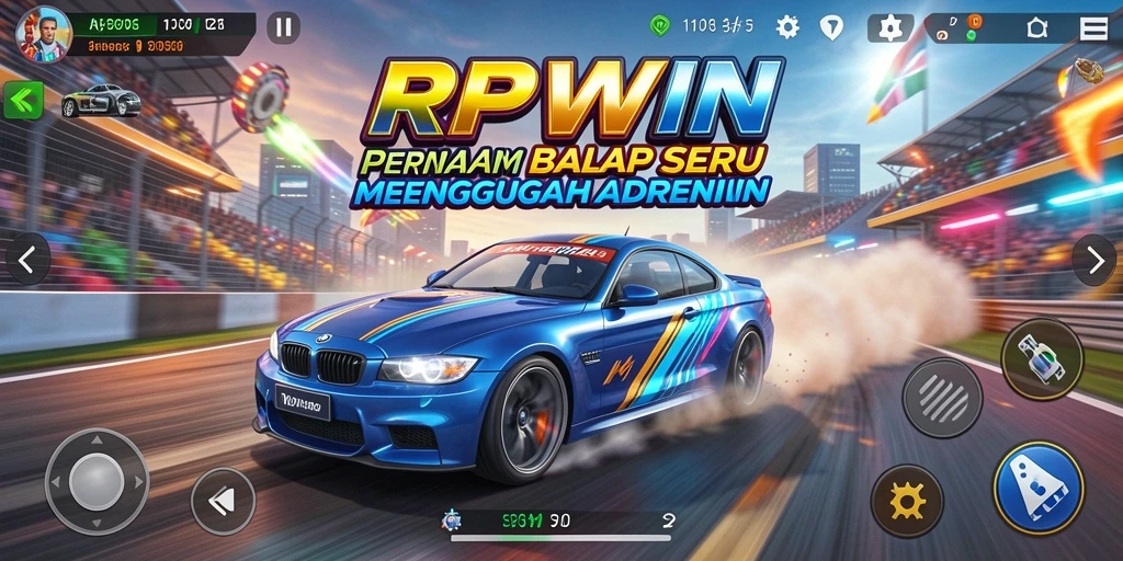 Screenshot menunjukkan mobil balap cepat di lintasan menantang.